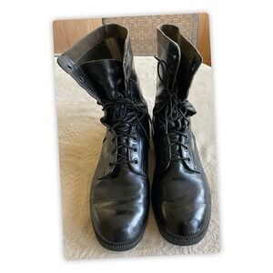 Vintage RO-SEARCH Black Leather Combat Boots Men's 10 1/2R